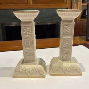 Lenox Cream and Gold Candlestick Holders